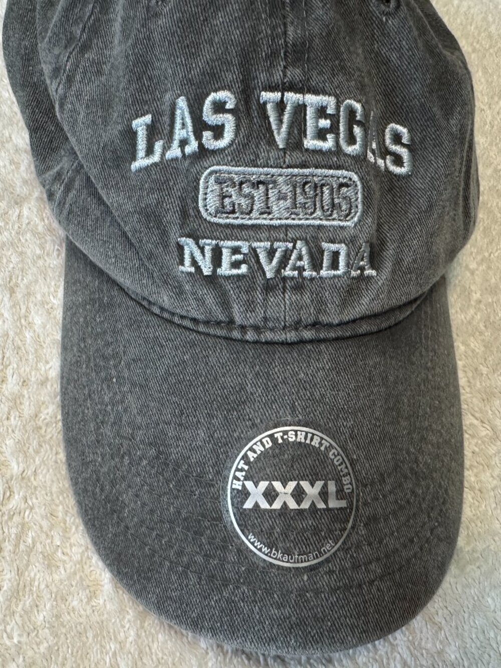 Hat Las Vegas Nevada EST-1905 embroidered grey adjustable baseball cap, New